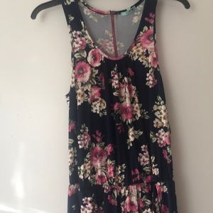 Blue floral romper with pockets